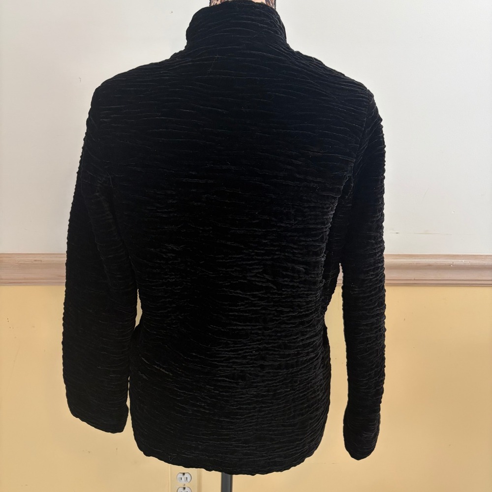 Carol Cohen Exquisite Designer NYC Blk Velvet Ruched Silk Blend Jacket Missy XS - Picture 3 of 5